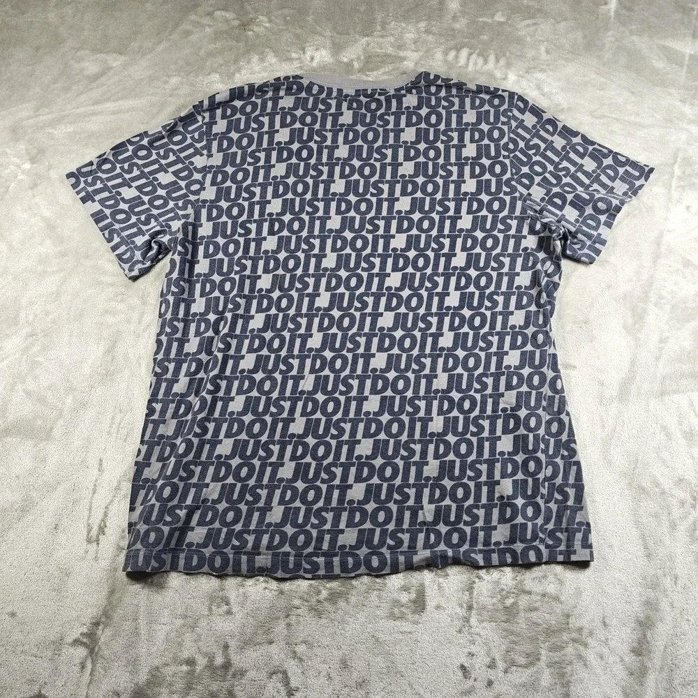 Nike Shirt Mens Large Blue Gray Just Do It All Over Print Embroidered AOP